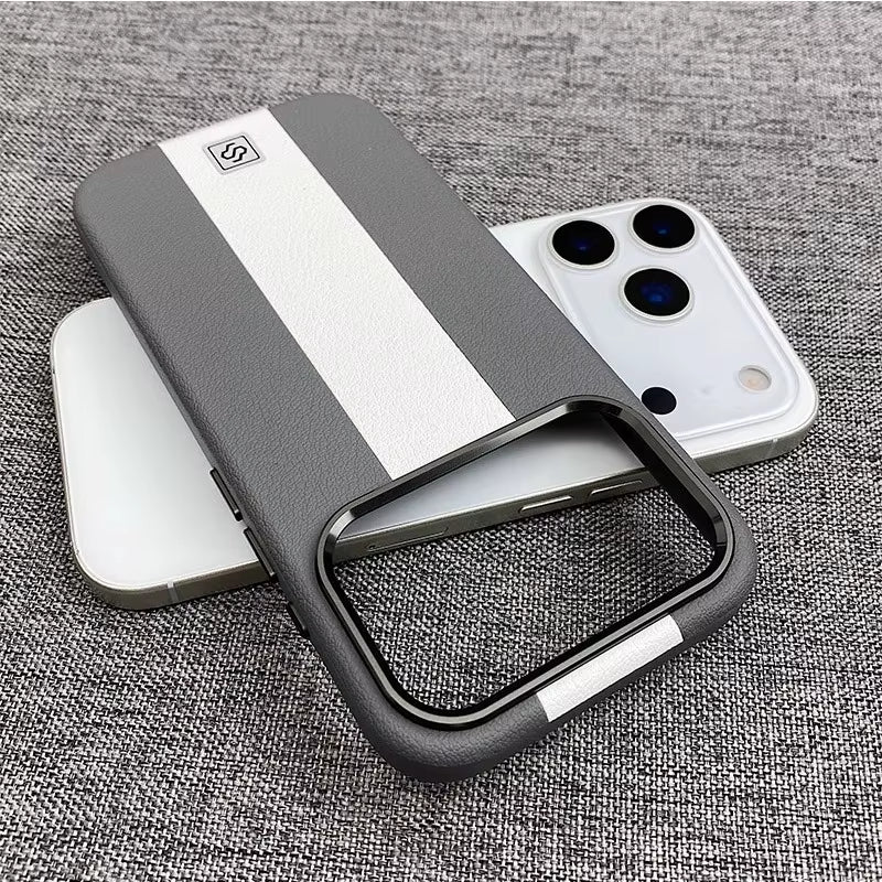 HOCE Splicing Leather Magnetic Case for Iphone 17 Air 16 15 14 13 Pro Max for Magsafe Wireless Charging Shockproof Hard Cover