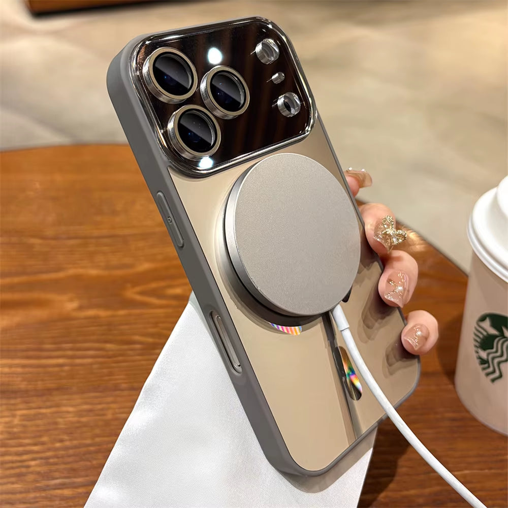 Laser Large Window Camera Matte Glass Protect for Magsafe Case for Iphone 17 16 15 14  Pro Max Magnetic Wireless Charge Cover