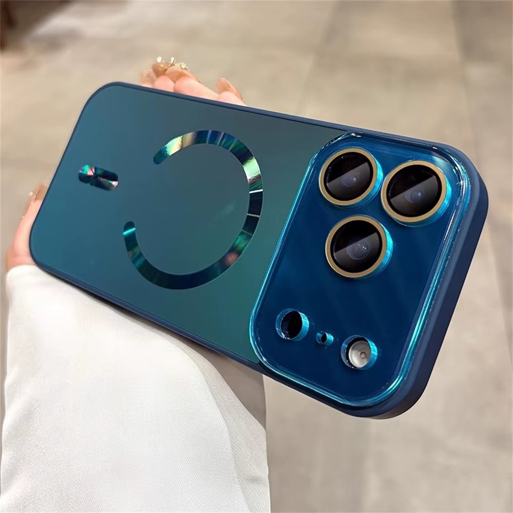Laser Large Window Camera Matte Glass Protect for Magsafe Case for Iphone 17 16 15 14  Pro Max Magnetic Wireless Charge Cover