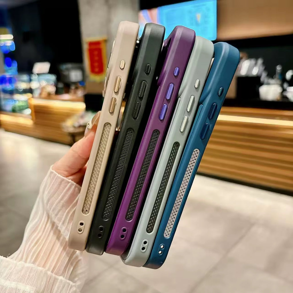 Luxury Silicone Heat Dissipation Shockproof Cover for Iphone 17 Air 17 16 15 14 13 12 Pro Max Lens Holder Magnetic Phone Case