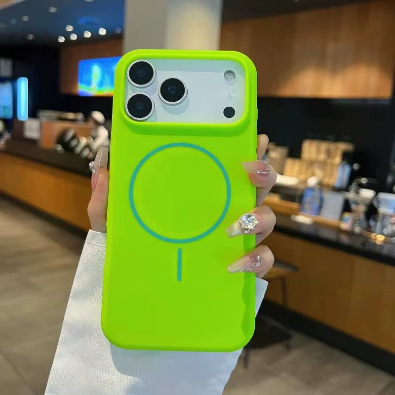 Luxury Fluorescence Bright Color Silicone Phone Case for iPhone 17 Air 16 15 Pro Max plus Mag safe Magnetic Soft Cover