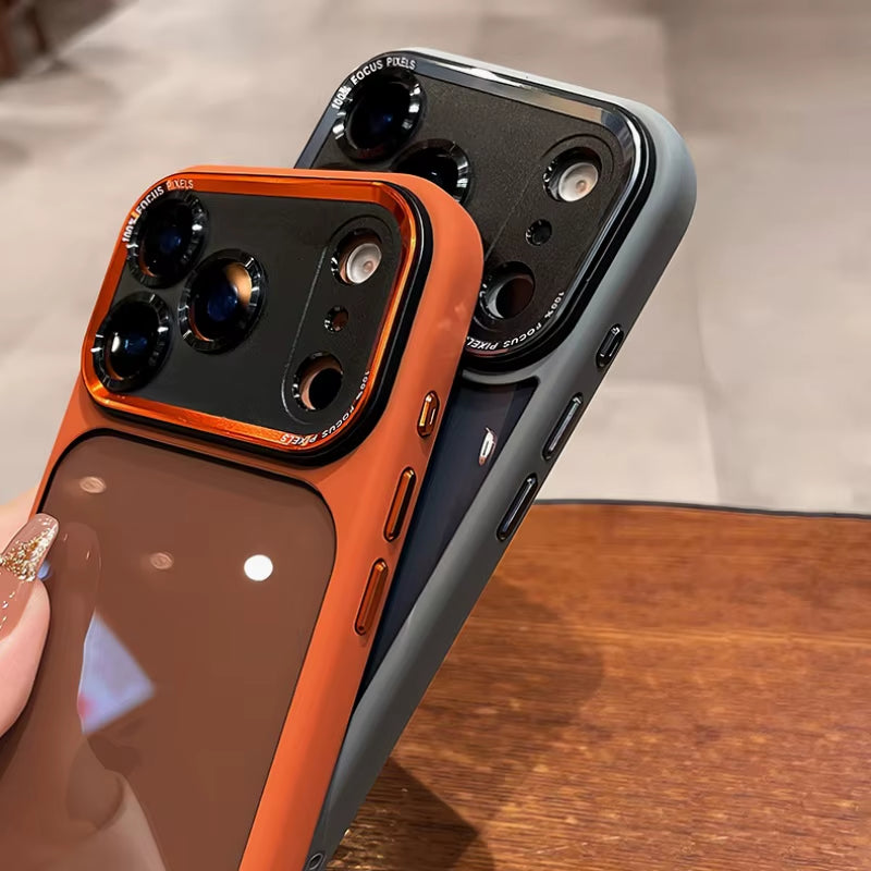 Luxury Transparent Metal Ring Camera Protection Case for Iphone 13 14 15 16 plus 17 Pro Max Air Shockproof Hybrid Acrylic Cover