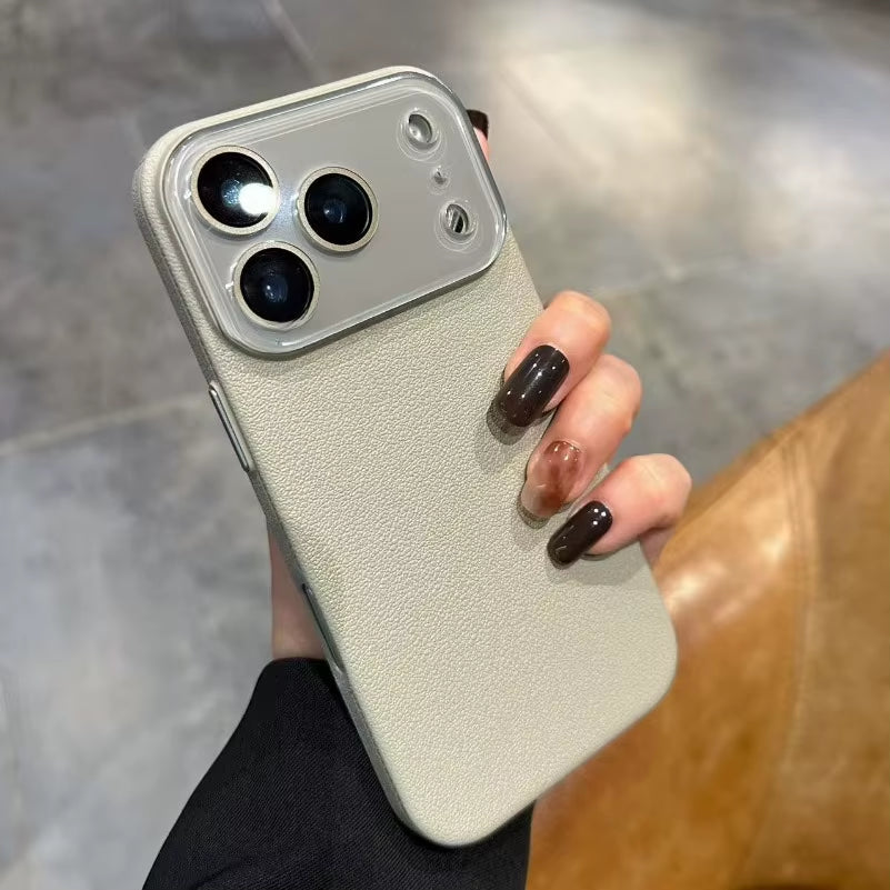 Business PU Leather Glass Camera Protection Case for Iphone 17 Pro Max Air Shockproof Cover for Iphone 13 12 11 14 15 16 Pro Max