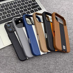 HOCE Splicing Leather Magnetic Case for Iphone 17 Air 16 15 14 13 Pro Max for Magsafe Wireless Charging Shockproof Hard Cover
