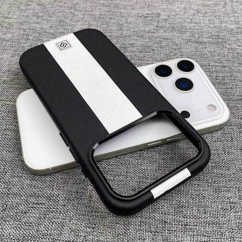 HOCE Splicing Leather Magnetic Case for Iphone 17 Air 16 15 14 13 Pro Max for Magsafe Wireless Charging Shockproof Hard Cover