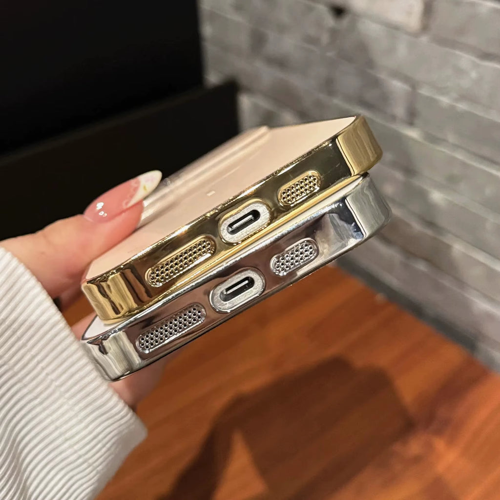 Luxury Large Window for Magsafe Case for Iphone 17 16 15 14 Pro Max Plating Magnectic Wireless Charging Glass Lens Protect Cover
