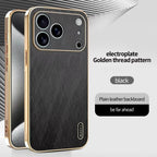 Plating Gold Silk Skin Case for Iphone 17 16E Full Protection Shell Leather Shockproof Cover