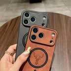 For Magsafe Leather Deer Shockproof Phone Cases for Iphone 17 plus Air Magnetic Wireless Charge Cover