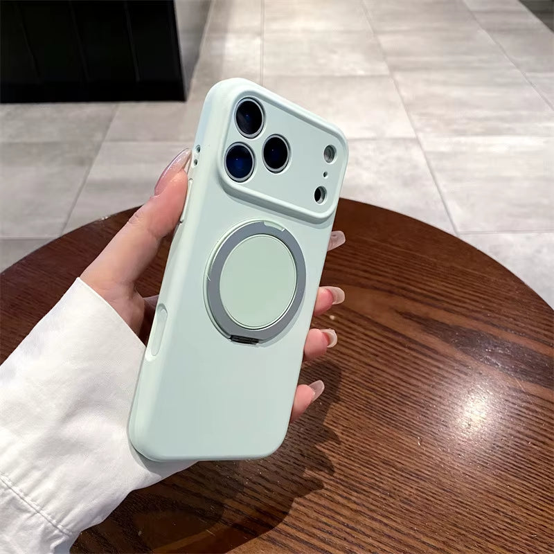 Luxury Liquid Silicone Solid Color Bracket Magnetic Phone Case for Iphone 17 Air 16 15 14 plus 13 12 Pro Max Shockproof Cover