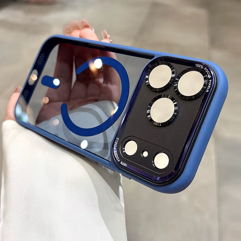 Business Transparent Magsafe Case for Iphone 17 16 15 14 13 12 11 17 Pro Max Plating Camera Protection Cover for Iphone 17 Air