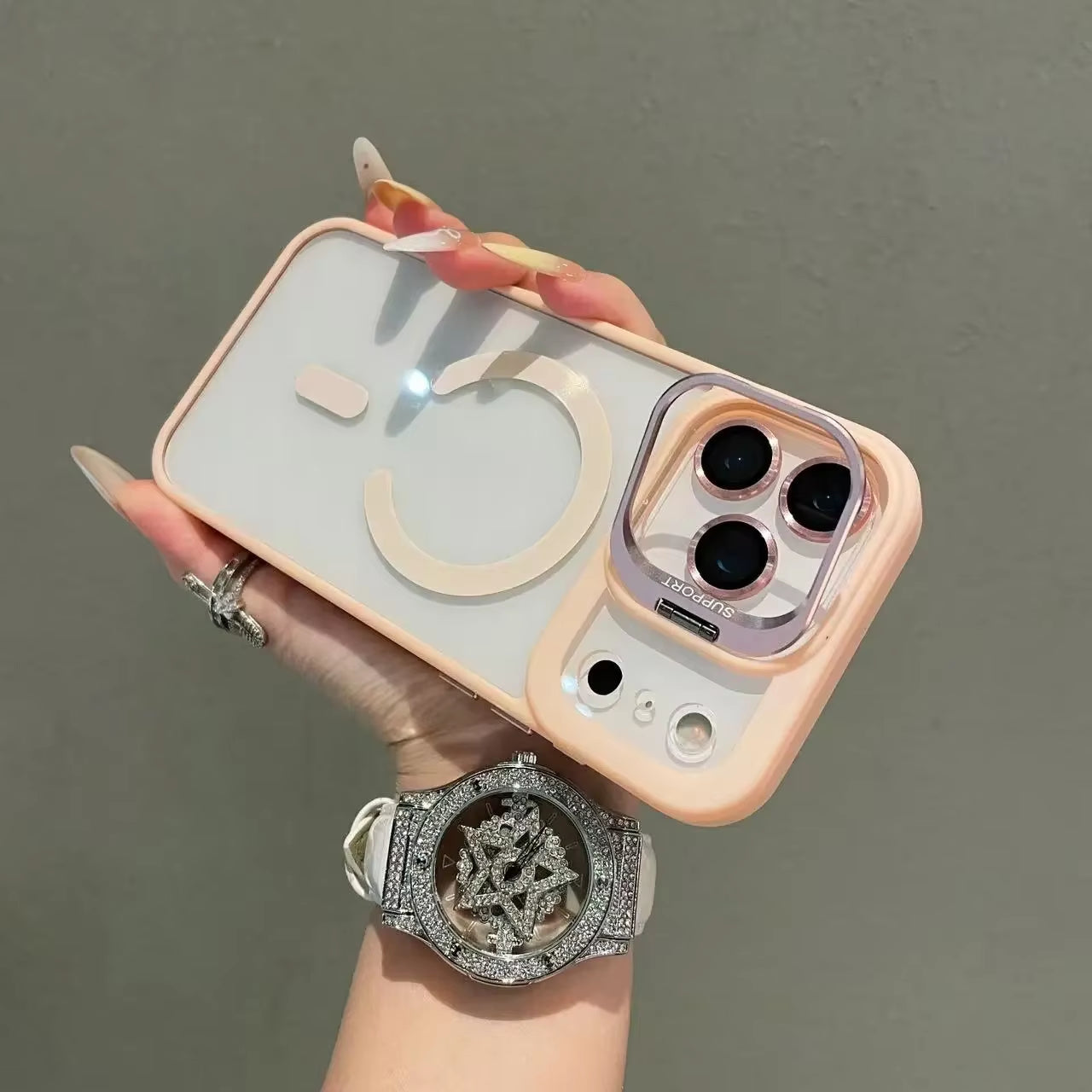 New Luxury Transparent Magnetic Magsafe Case for Iphone 17Air Promax 17 Pro Max 17Pro Lens Holder Protect Clear Shockproof Cover