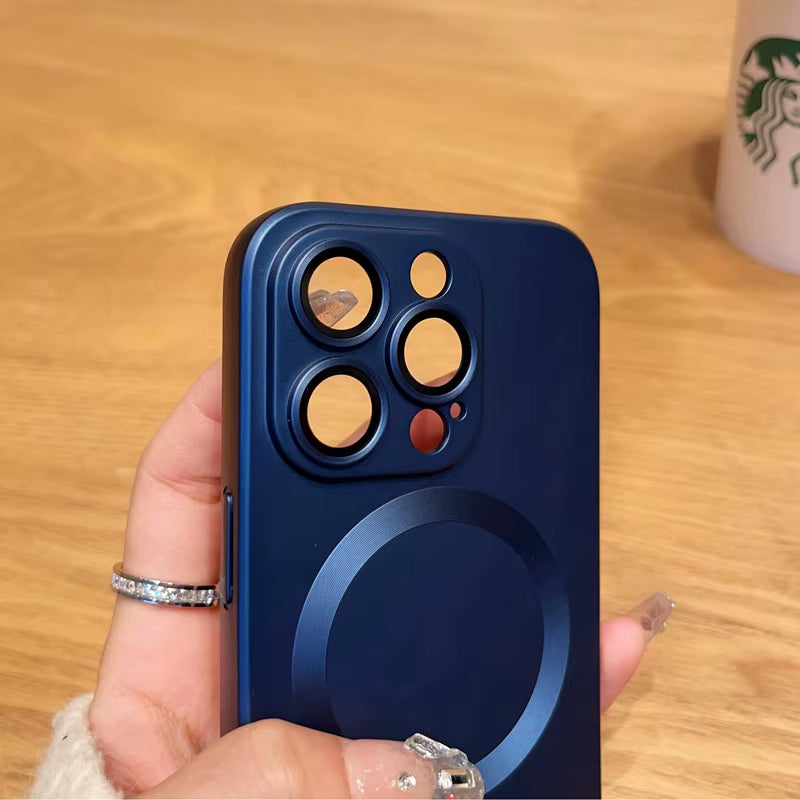 Luxury Matte Magnetic Phone Case for Iphone 17 13 12 11 16 Pro Max 15 14 plus 16E 17 Air for Magsafe Charge Lens Protector Cover