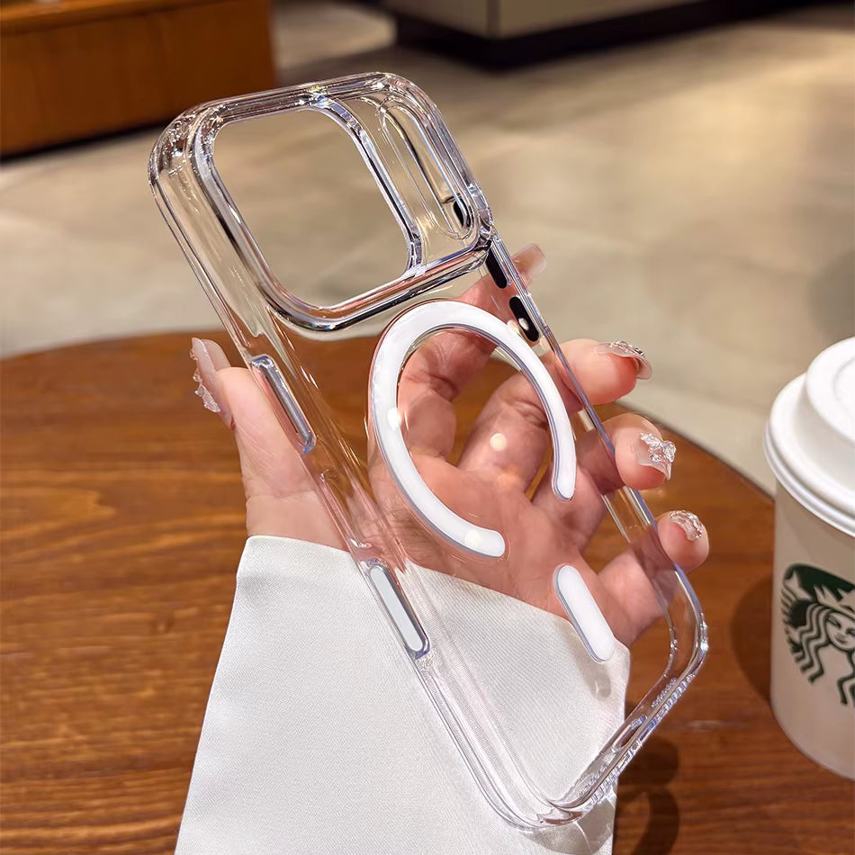 With Camera Control Button Transparent Magsafe Case for Iphone 17 Pro Max 17Pro Iphone Air Clear PC Wireless Charging Back Cover