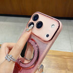 Fashion Glitter Magnetic Phone Case for Iphone 17 Pro Max Air 16 15 Mirror Bracket Dustproof Camera Lens Protect Cover