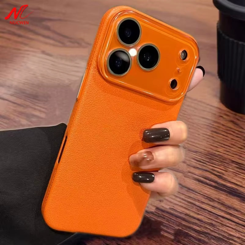 Business PU Leather Glass Camera Protection Case for Iphone 17 Pro Max Air Shockproof Cover for Iphone 13 12 11 14 15 16 Pro Max