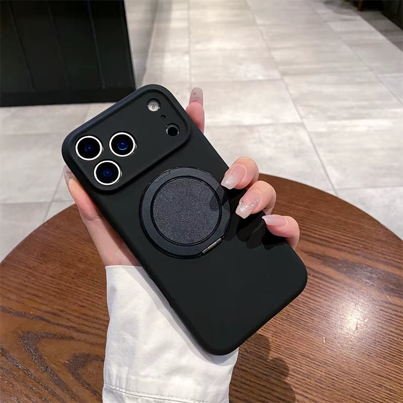 Luxury Liquid Silicone Solid Color Bracket Magnetic Phone Case for Iphone 17 Air 16 15 14 plus 13 12 Pro Max Shockproof Cover