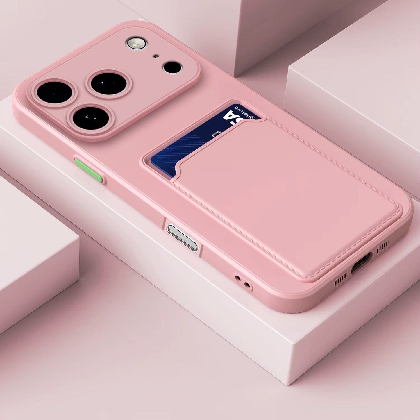 Liquid Silicone Card Slot Cases for Iphone 17 Pro Max Air 13 12 Mini Funda for Iphone 16 Pro Max 14 15 plus 16E Soft Phone Cover