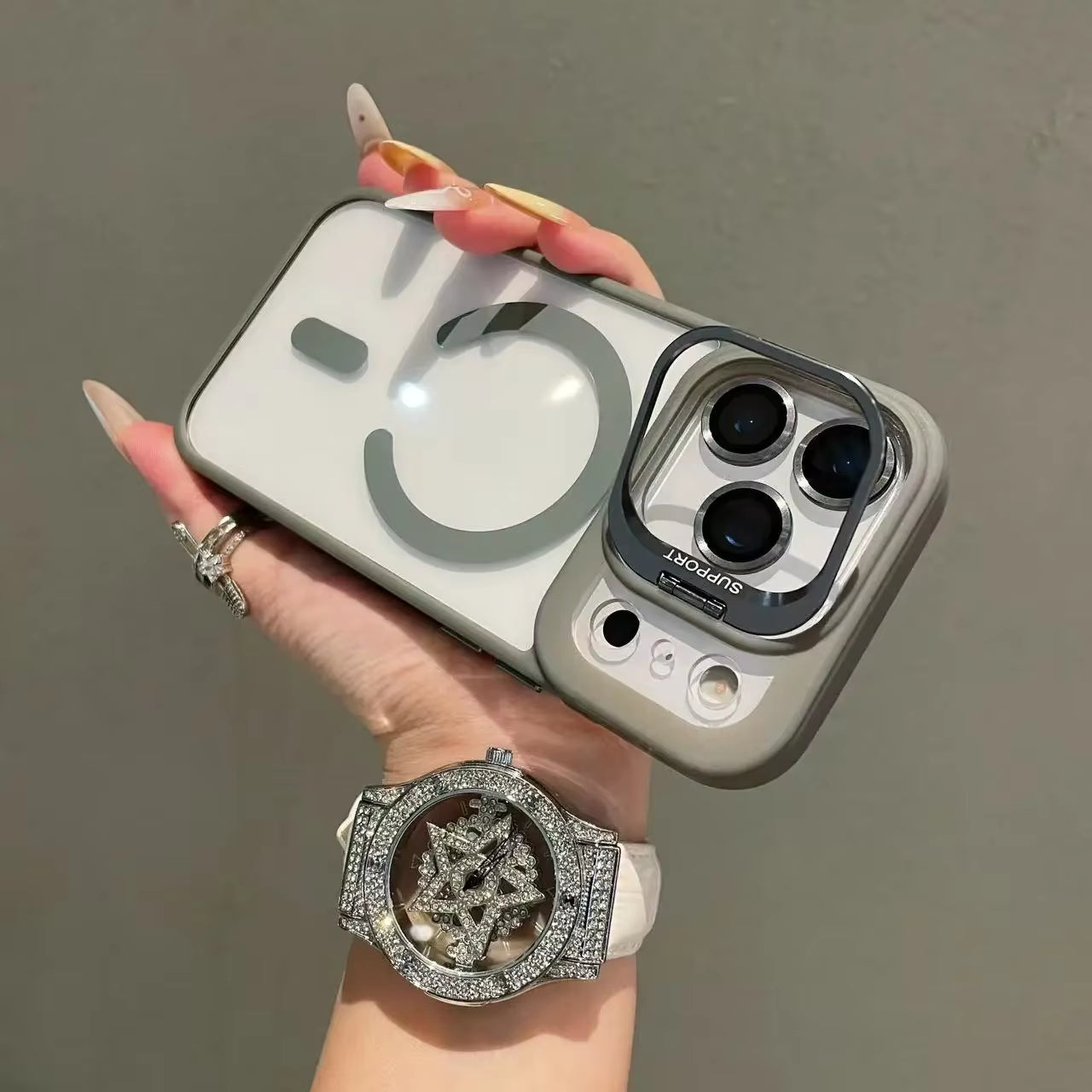 New Luxury Transparent Magnetic Magsafe Case for Iphone 17Air Promax 17 Pro Max 17Pro Lens Holder Protect Clear Shockproof Cover