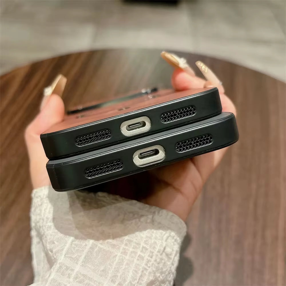 For Magsafe Leather Deer Shockproof Phone Cases for Iphone 17 plus Air Magnetic Wireless Charge Cover