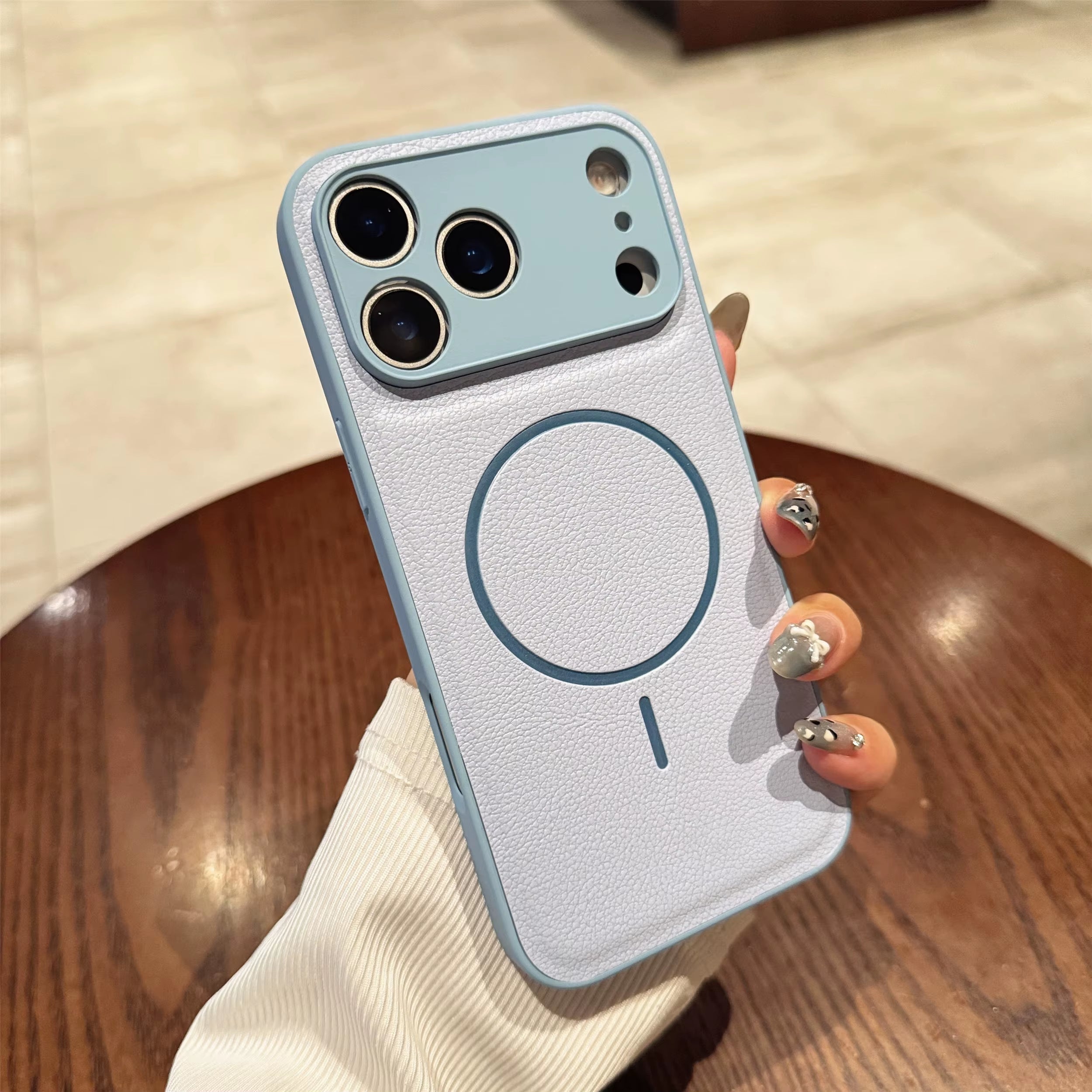 Luxury Leather for Magsafe Magnetic Case for Iphone 17 Air 16 15 14 13 12 11 Pro Max plus Wireless Charging Lens Protector Cover