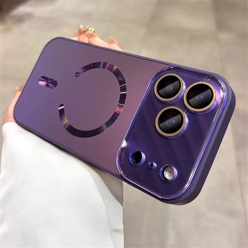 Laser Large Window Camera Matte Glass Protect for Magsafe Case for Iphone 17 16 15 14  Pro Max Magnetic Wireless Charge Cover