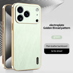 Plating Gold Silk Skin Case for Iphone 17 16E Full Protection Shell Leather Shockproof Cover