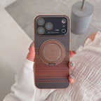 For Iphone 17 Pro Max Magsafe Case for Iphone 16 15 14 Pro Max 360 Rotate Magnetic Stand Holder Soft Carbon Fiber Magnetic Cover