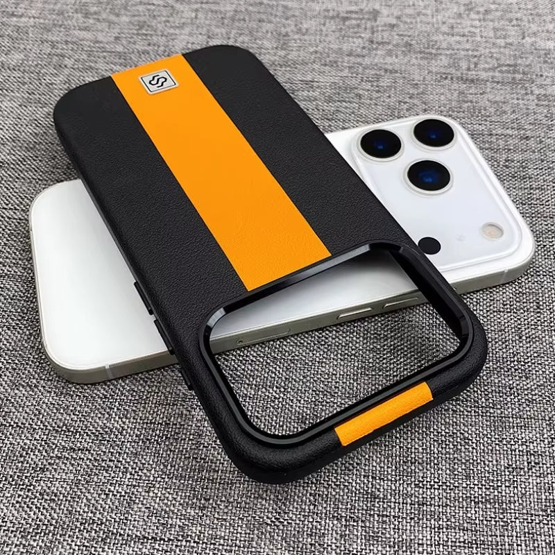 HOCE Splicing Leather Magnetic Case for Iphone 17 Air 16 15 14 13 Pro Max for Magsafe Wireless Charging Shockproof Hard Cover