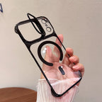 Clear Borderless Case for iPhone 17 Pro Max Air Mag safe Hold Lens Bracket Case for iPhone 14 15 16 Pro Max PC Plating Cover