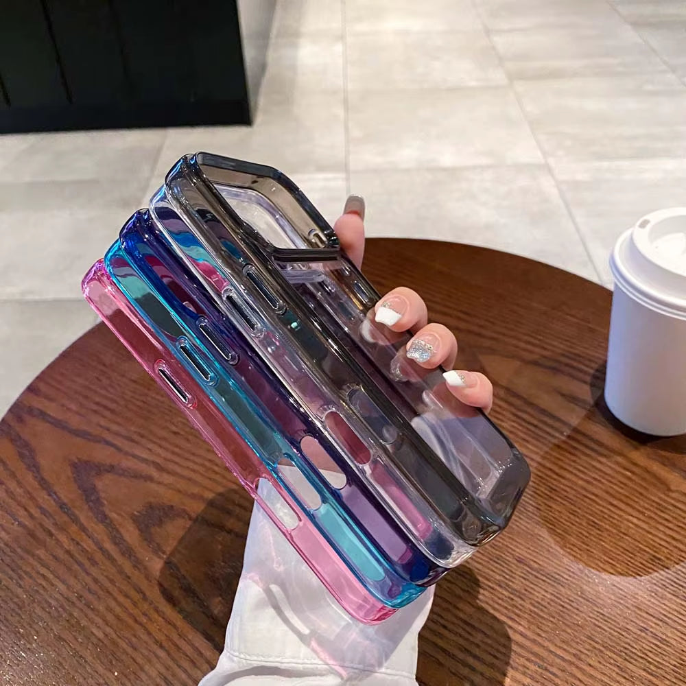 Space TPU Clear Phone Case for Iphone 17 17 Air 16E 16 plus Pro Max Shockproof Acrylic Armor Cover Colorful Frame Bumper Shell